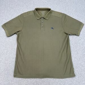 Tommy Bahama Island Zone Polo Shirt L Green Supima Short Sleeve Preppy Casual